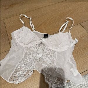 SHEIN White Lace Trim Chemise